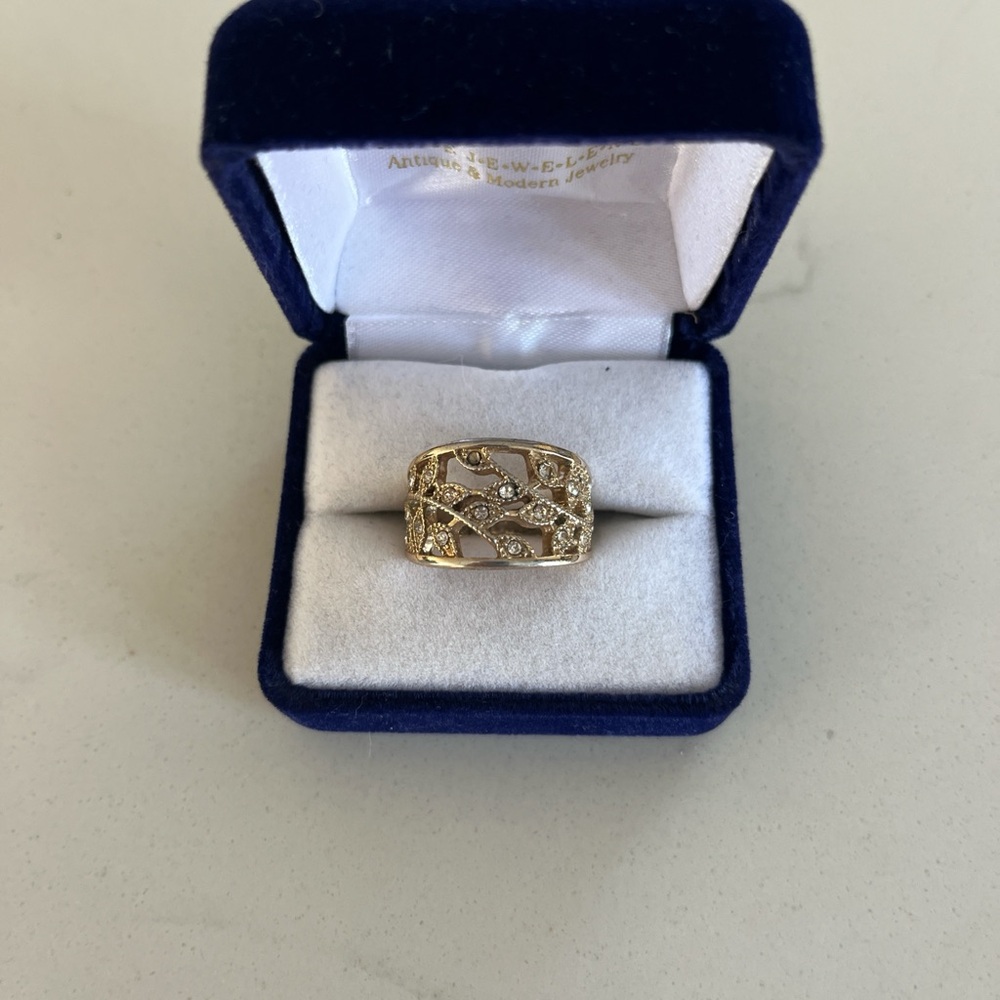 Gold and Silver Women's Ring with Sparkling Accents